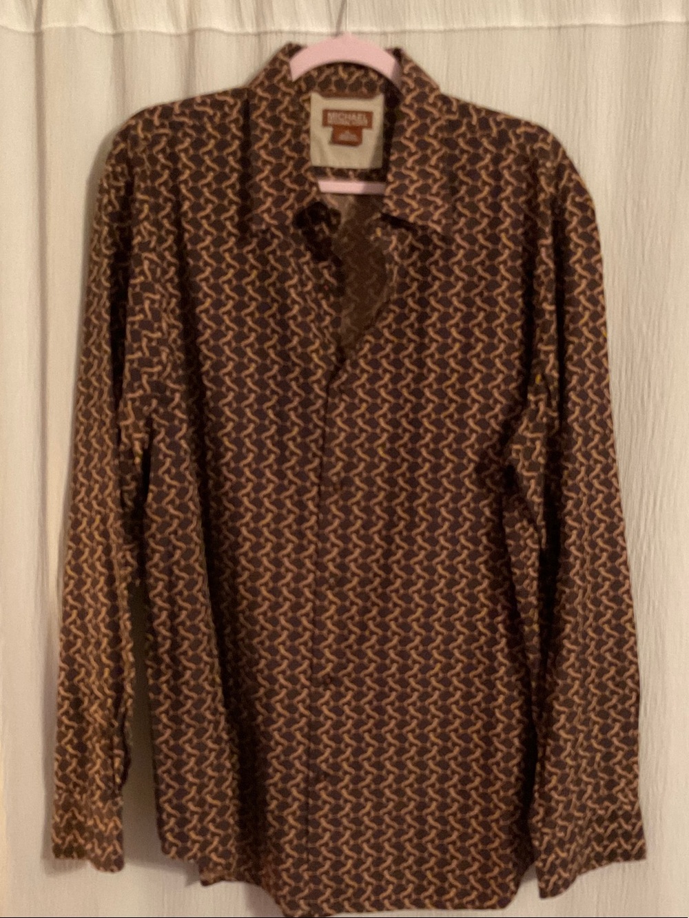 Michael Kors Brown Geometric Print Button-Down Shirt